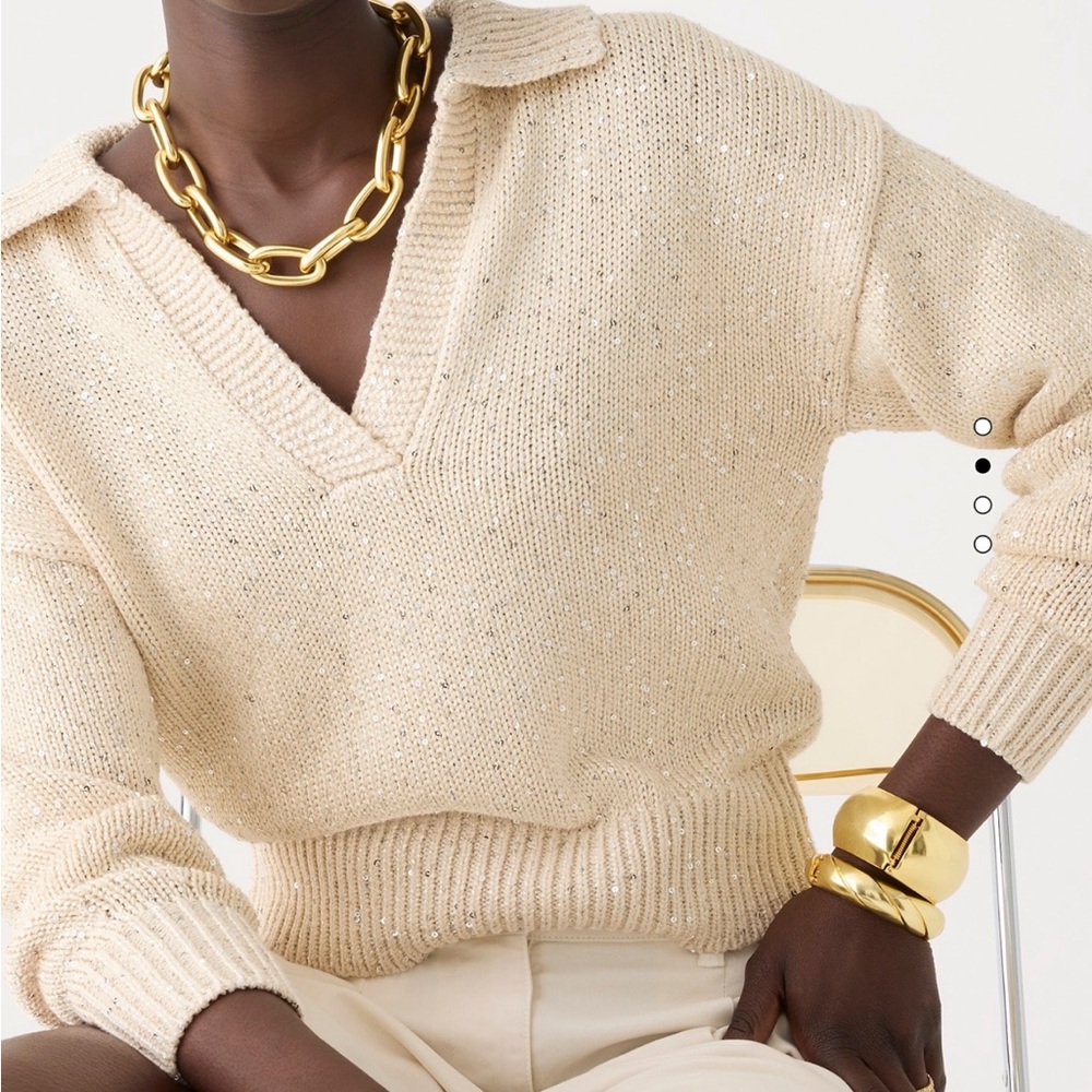 NWT J. Crew Sequin Sweater Polo, M